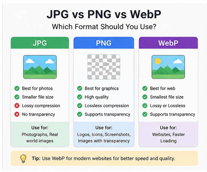 JPG vs PNG vs WebP